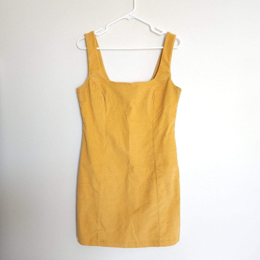 Mustard Yellow Corduroy 90s Academia Dress